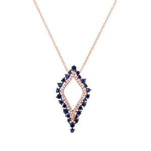 0.19ct Diamond & 0.86ct Blue Sapphire 14k Rose Gold Necklace