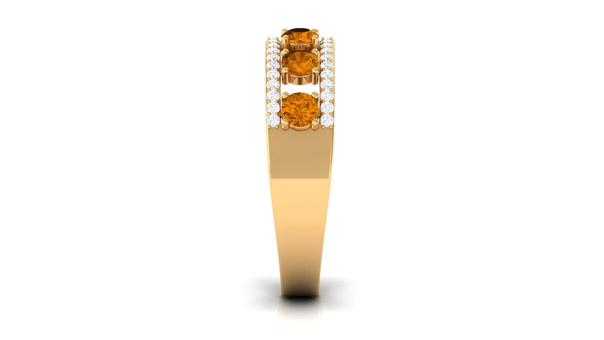 0.75 CT Real Citrine Anniversary Ring with Moissanite Accent