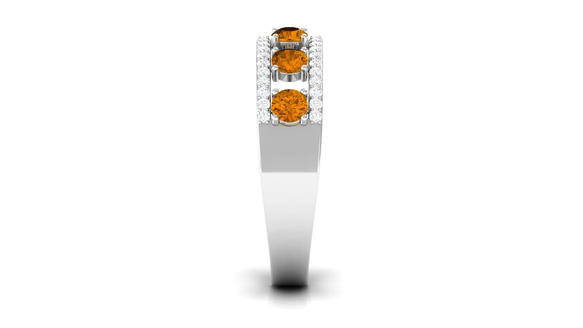 0.75 CT Real Citrine Anniversary Ring with Moissanite Accent