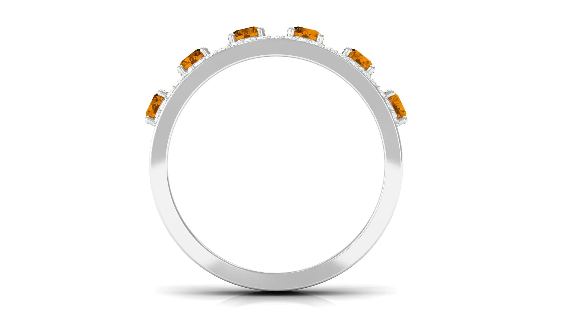 0.75 CT Real Citrine Anniversary Ring with Moissanite Accent