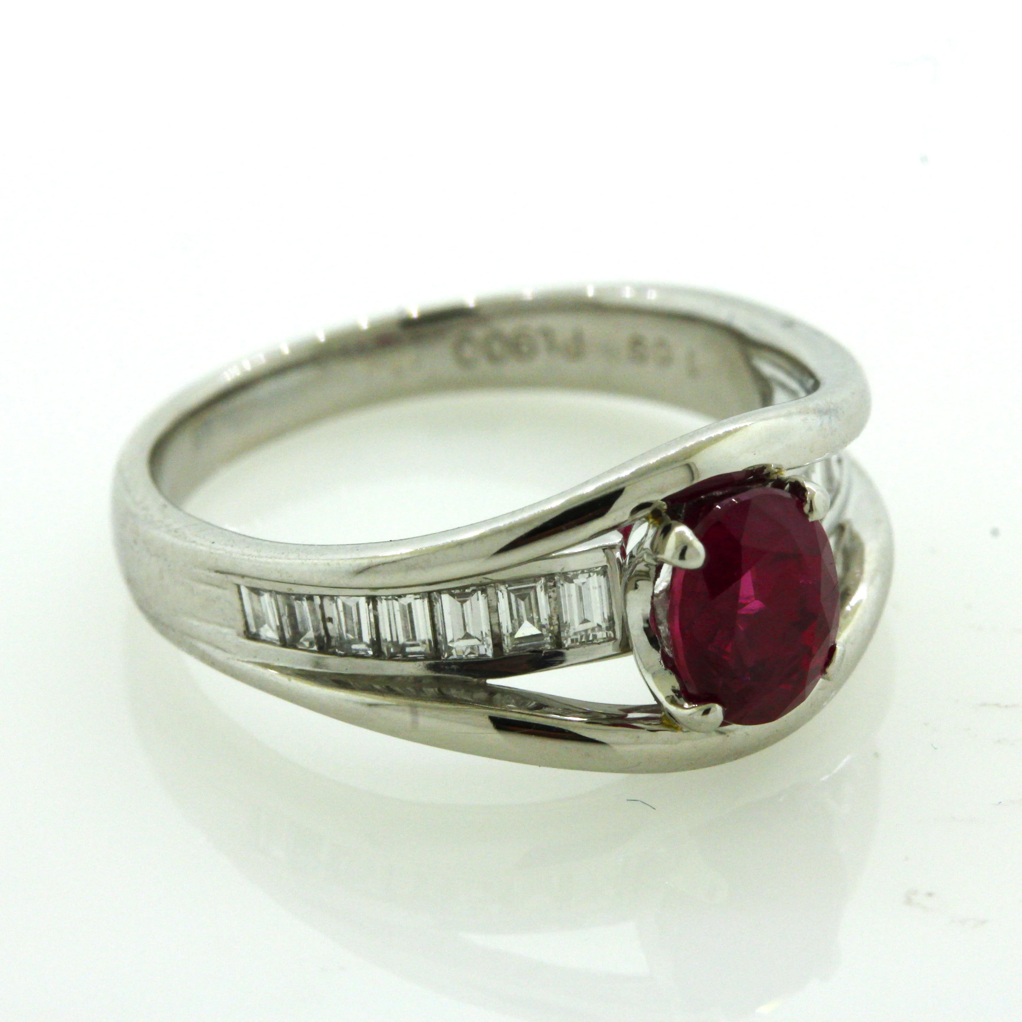 1.09 Carat Burmese Ruby Diamond Platinum Ring, GIA Certified