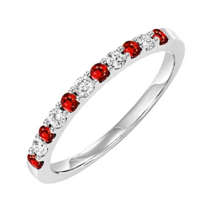 10Kt White Gold Diamond 1/5Ctw & Ruby 1/5Ctw Ring