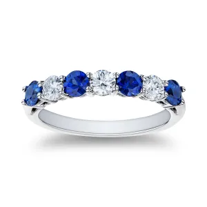 1.17ctw Diamond Sapphire Platinum Band