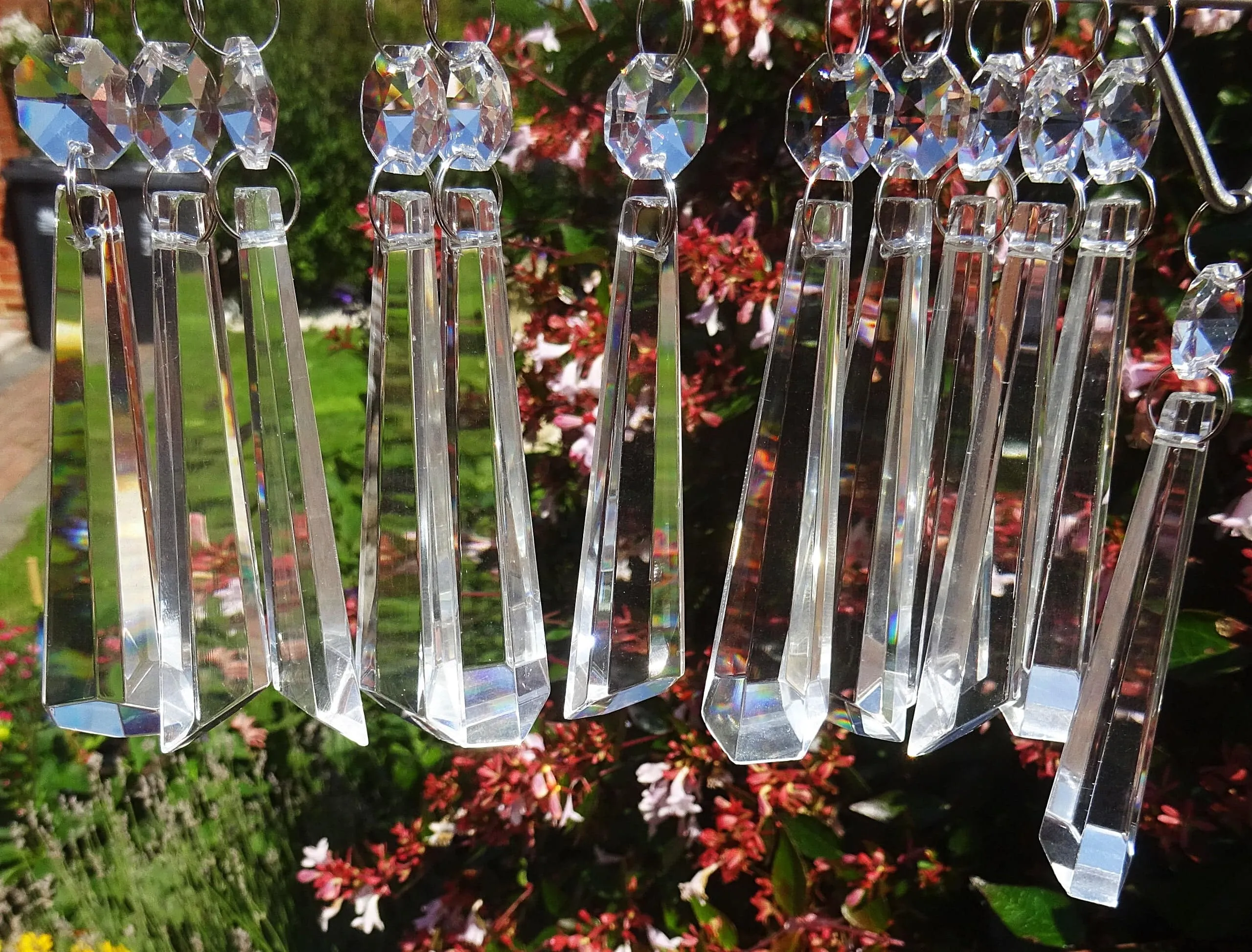 12 Clear Icicles 72 mm 3" Chandelier Crystals Drops Beads Droplets Decorations Sun Catchers colourless