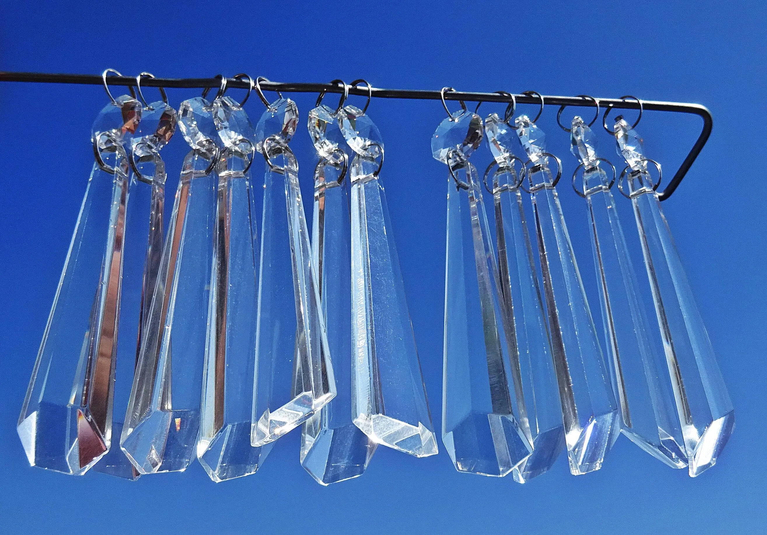 12 Clear Icicles 72 mm 3" Chandelier Crystals Drops Beads Droplets Decorations Sun Catchers colourless