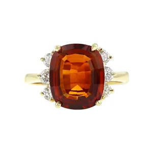 14K Gold Cushion-Cut Citrine and Diamond Ring