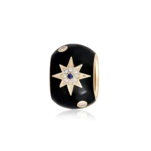 14K GOLD ENAMEL AND DIAMOND SINGLE STAR WITH SAPPHIRE AND RONDELLE