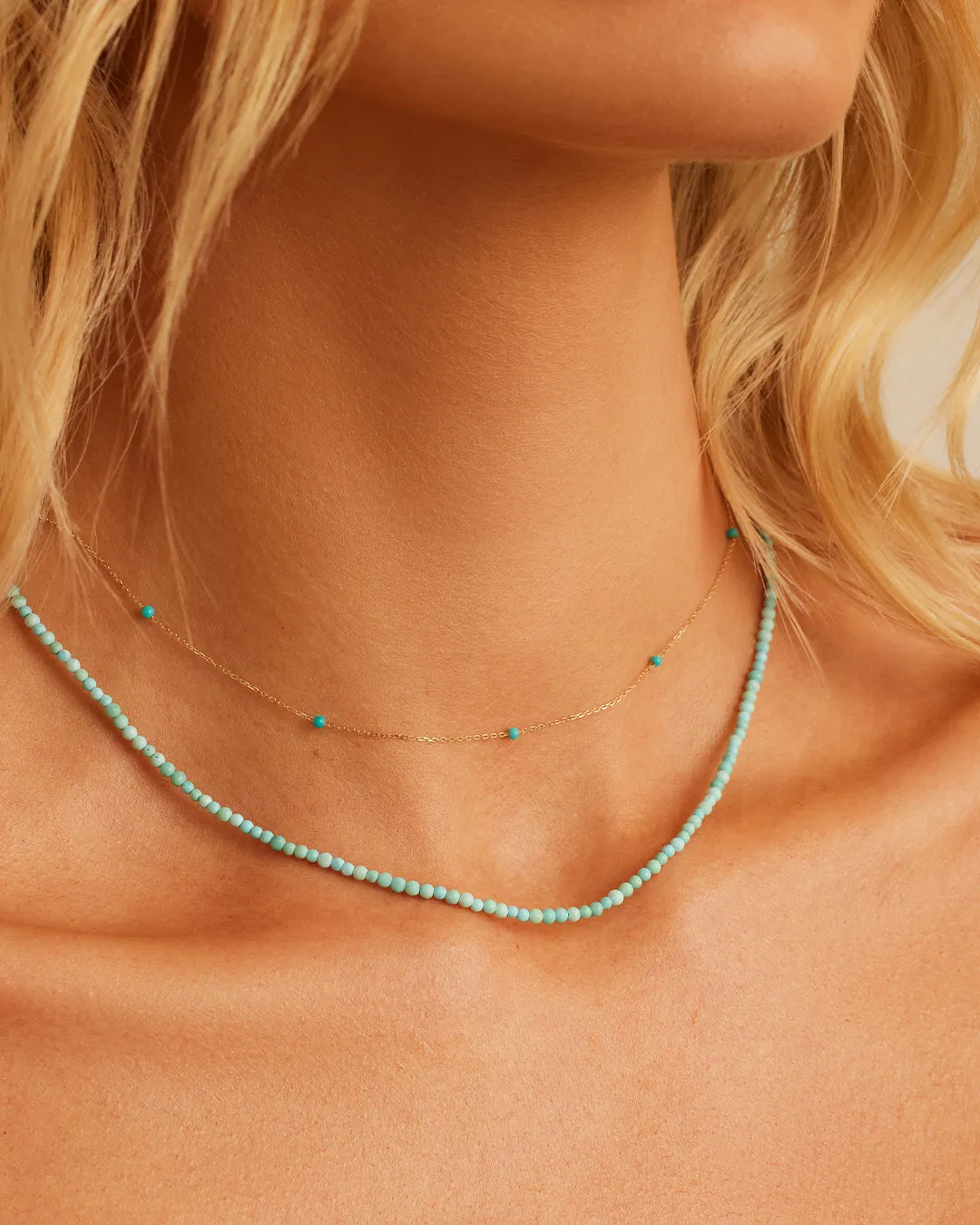 14k Gold Mini Turquoise Necklace