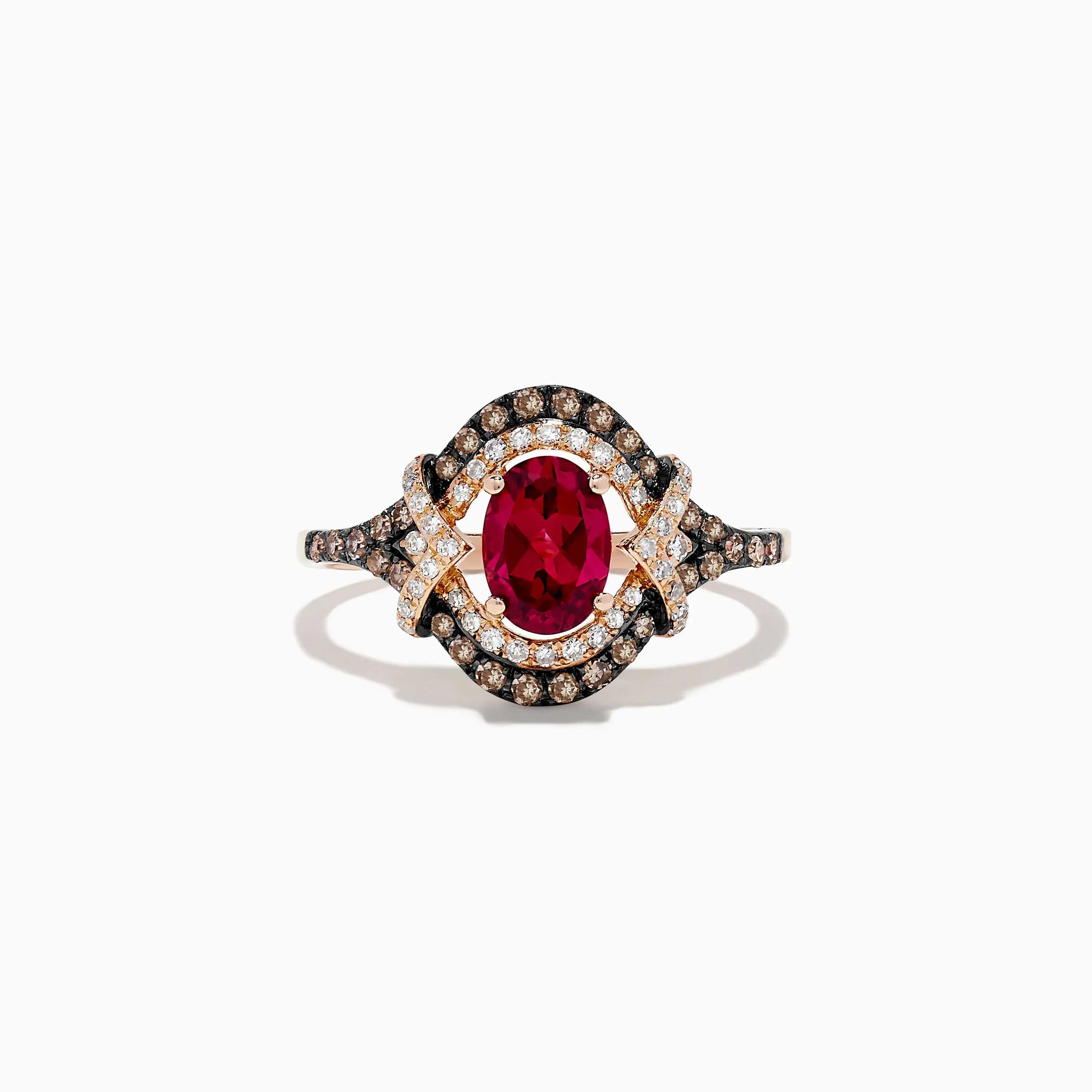 14K Rose Gold Rhodolite Garnet and Diamond Ring, 1.34 TCW