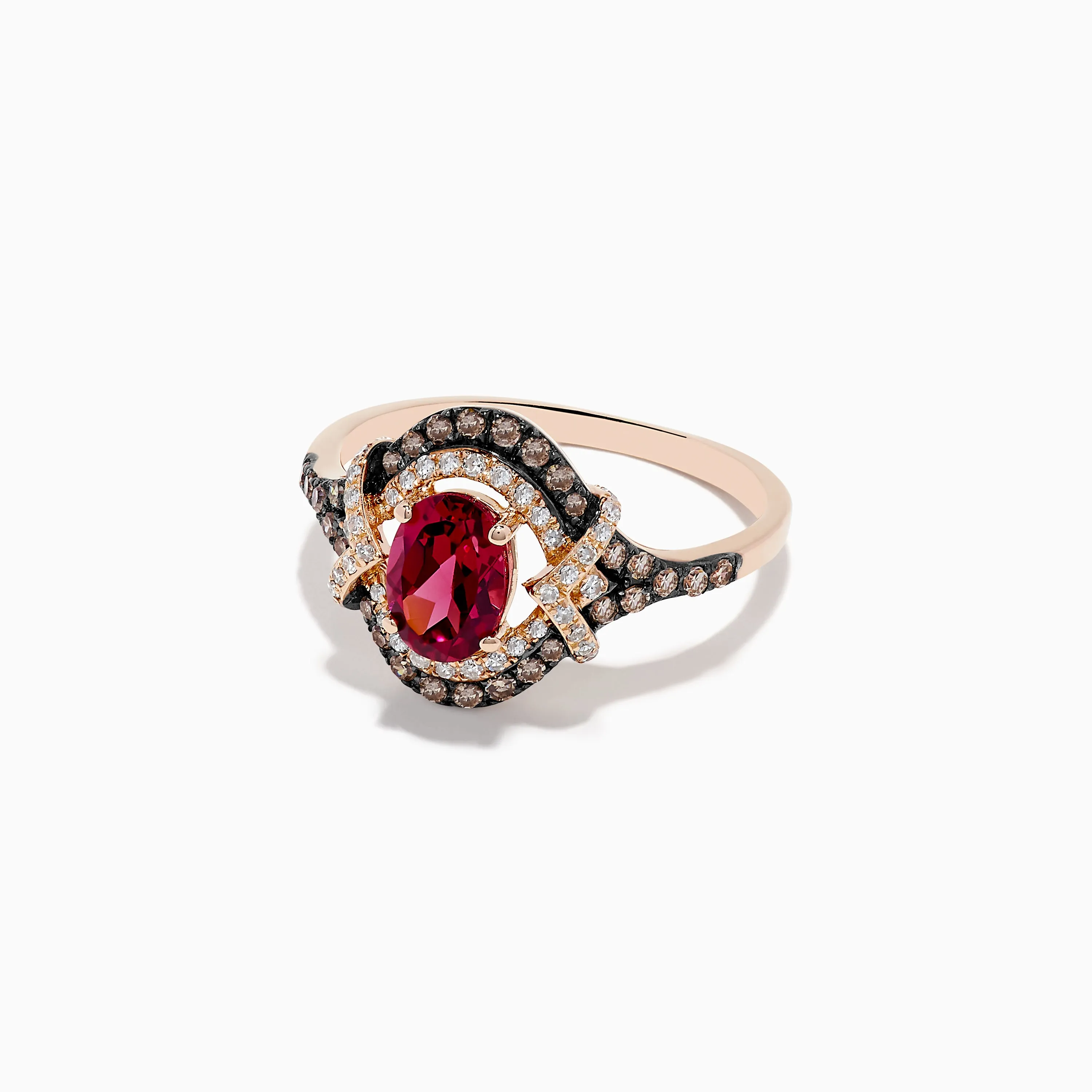 14K Rose Gold Rhodolite Garnet and Diamond Ring, 1.34 TCW