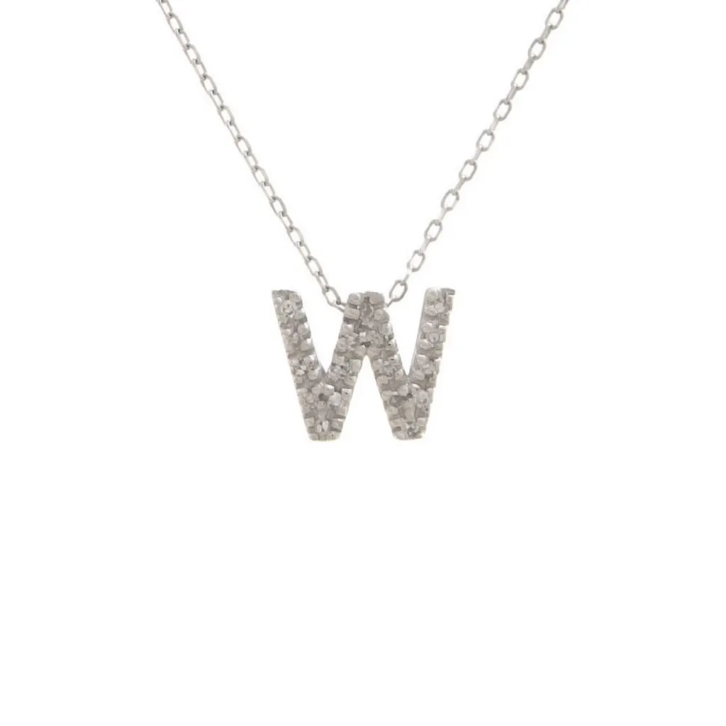 14K W Gold small 0.02ctw H/I1-SI2 diamond initial 'W' pendant