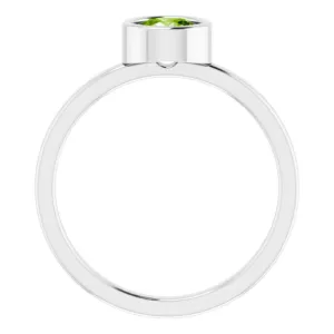 14K White 5.5 mm Natural Peridot Ring