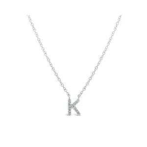 14K White Gold Diamond Initial K Necklace, 15-18 inch