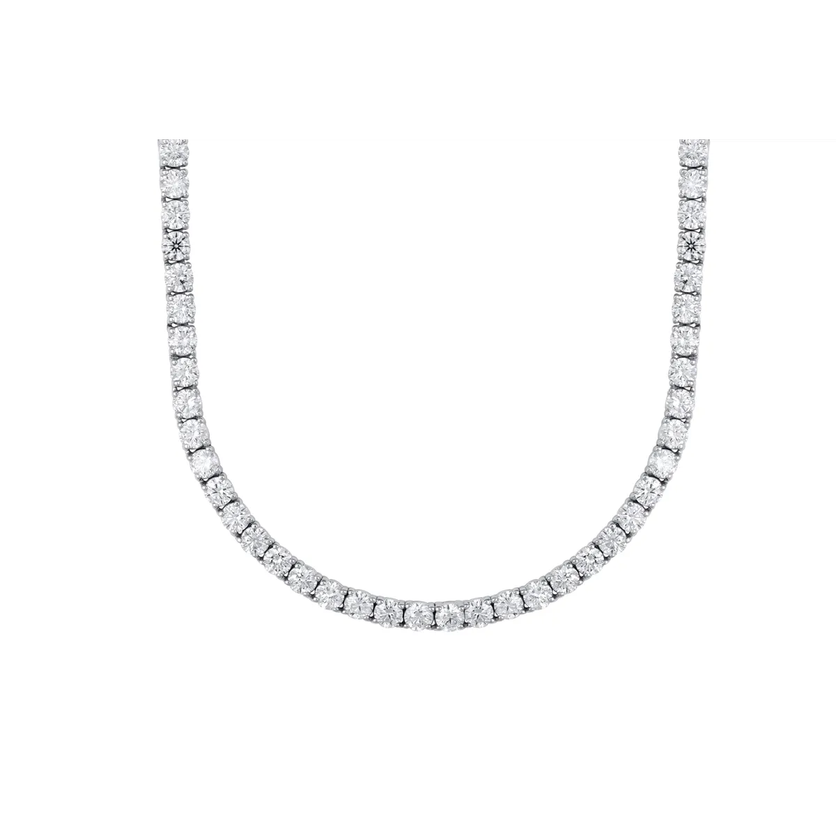 14K White Gold Diamond Tennis Necklace, 16 inch