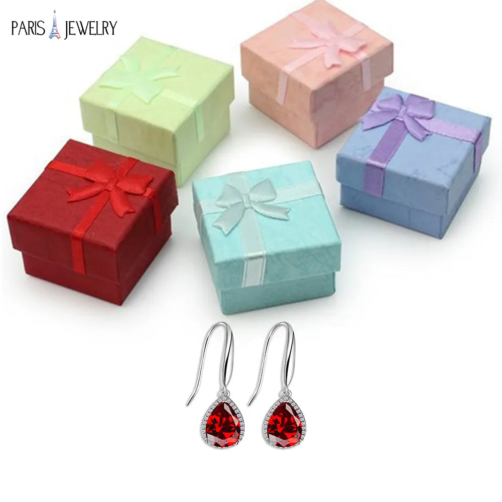 14k White Gold Plated 2 Ct Created Garnet CZ Teardrop Earrings