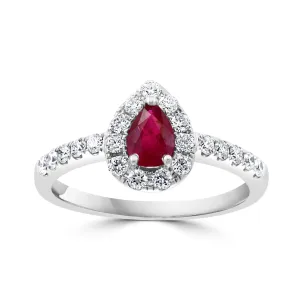 14K White Gold Ruby and Diamond Ring