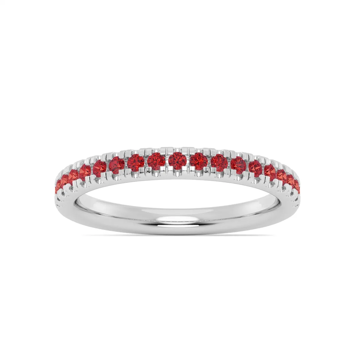 14K White Gold Ruby Band