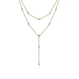 14K Yellow & White Gold Multi-layer Diamond Necklace