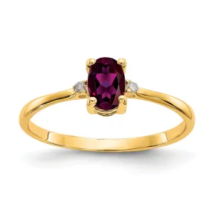 14k Yellow Gold Diamond Garnet Birthstone Ring