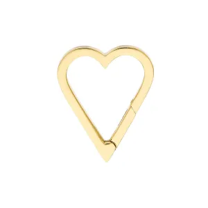 14K Yellow Gold Open Heart Push Lock