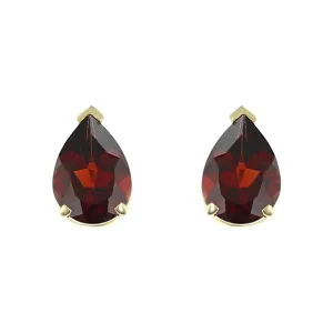 14K Yellow Gold Pear Shape Garnet Stud Earrings