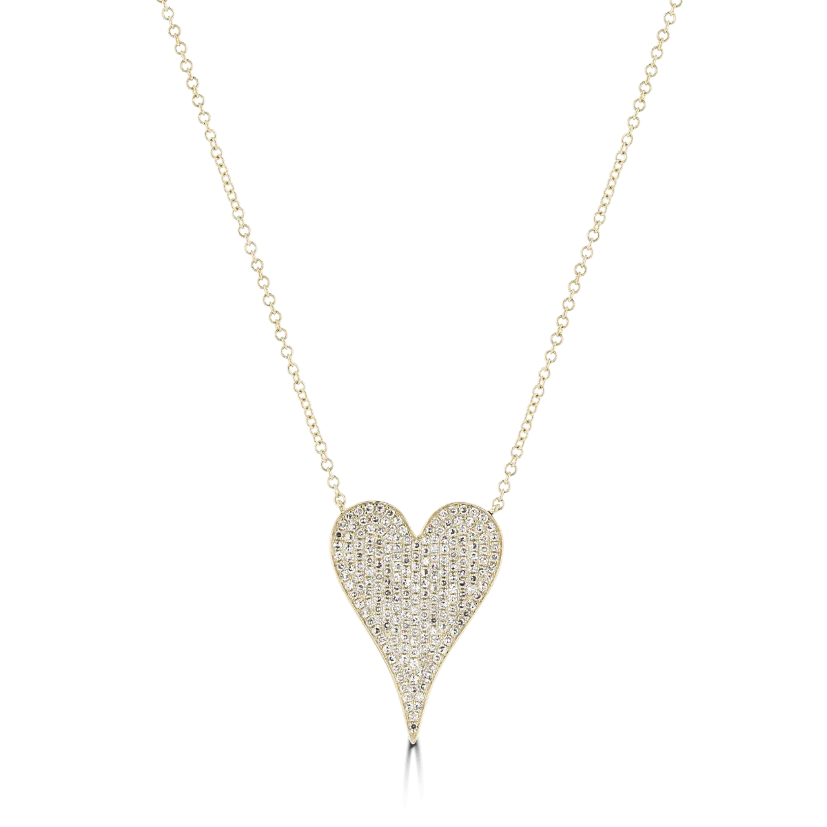 14KT GOLD 0.43 CTW DIAMOND PAVE HEART NECKLACE