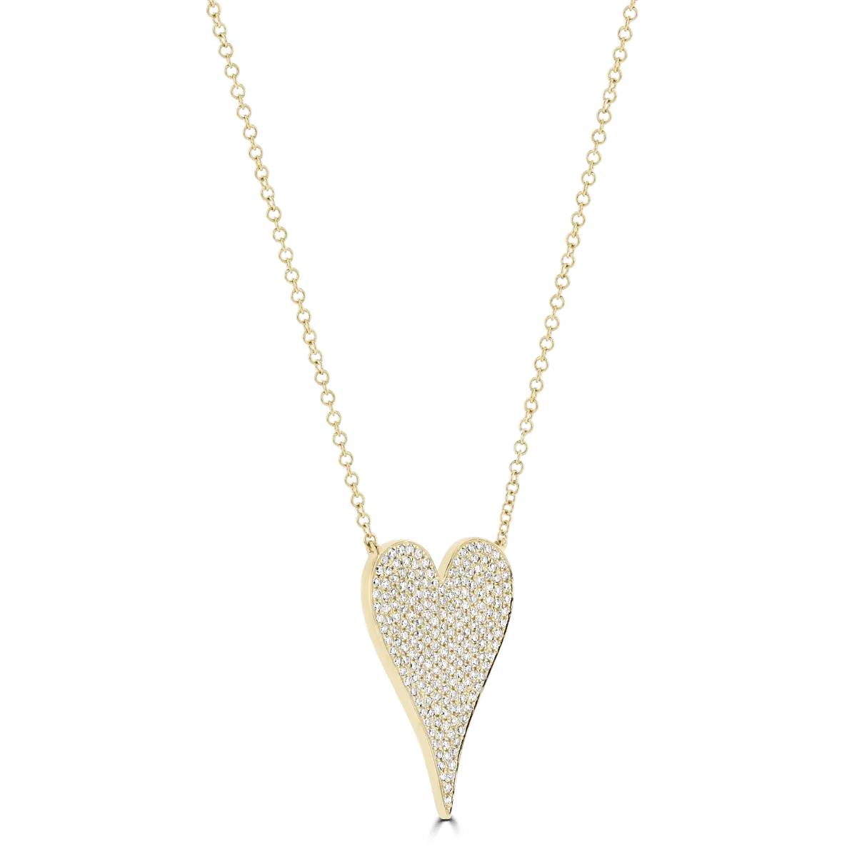 14KT GOLD 0.43 CTW DIAMOND PAVE HEART NECKLACE