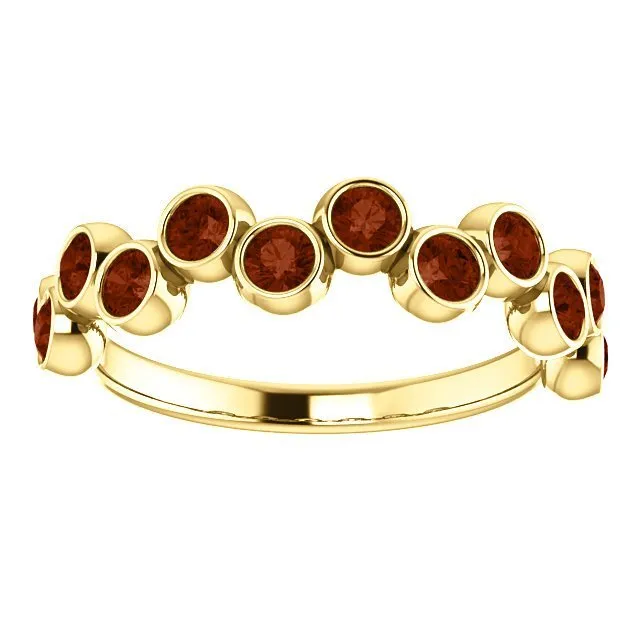 14KT GOLD 1.00 CTW ROUND GARNET BEZEL SET RING