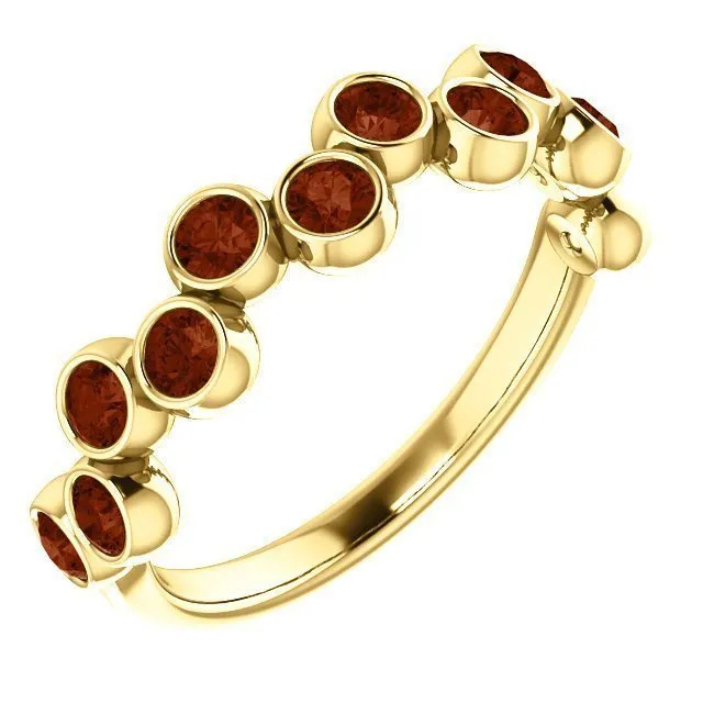 14KT GOLD 1.00 CTW ROUND GARNET BEZEL SET RING