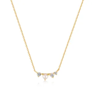 14kt Gold Pearl and White Sapphire Radiance Necklace