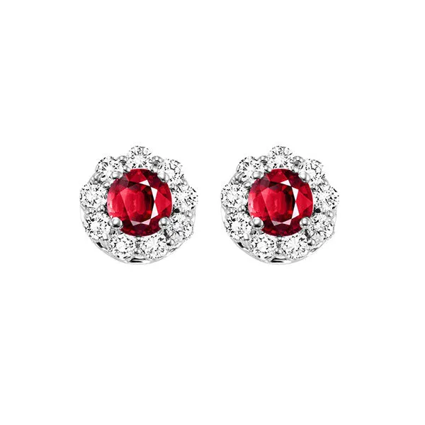 14KT WHITE GOLD DIAMOND (3/4CTW) & RUBY (5/8 CTW) EARRING