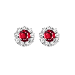 14KT WHITE GOLD DIAMOND (3/4CTW) & RUBY (5/8 CTW) EARRING