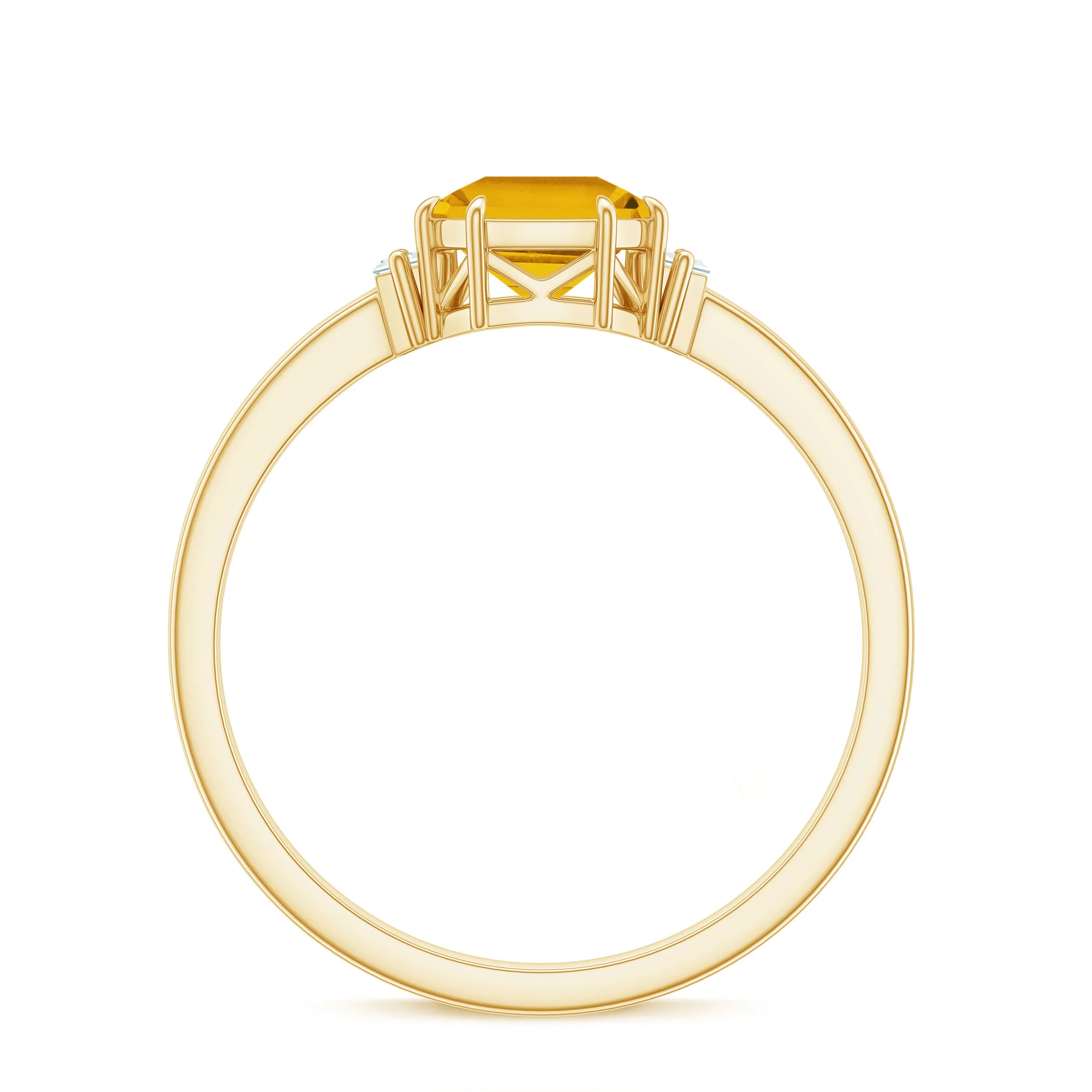 1.50 CT Asscher Cut Citrine Solitaire Ring with Diamond Stones