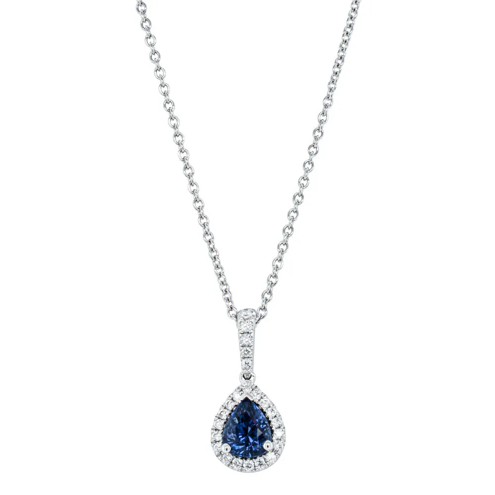 18ct White Gold 1.00ct Sapphire & Diamond Mini Sierra Pendant