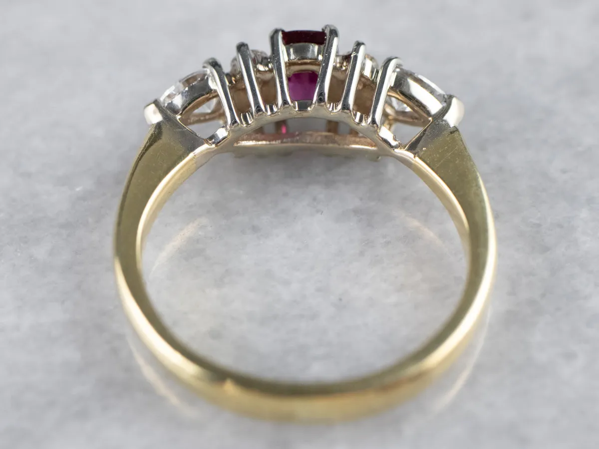 18K Gold Ruby and Diamond Engagement Ring