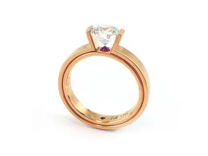 18K Rose Gold, Diamond and Ruby Engagement Ring Mounting