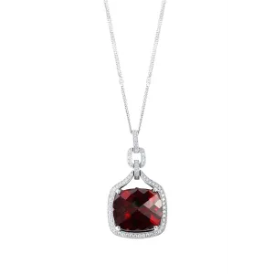 18K White Gold Rhodolite and Diamond Pendant Necklace