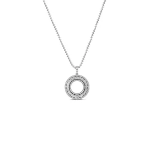 18K White Siena Large Diamond Circle Necklace