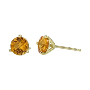 18K Yellow Gold Spessartite Garnet Stud Earrings