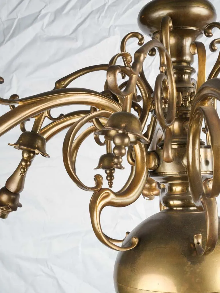 19th century antique brass Dutch-style chandelier 38½"