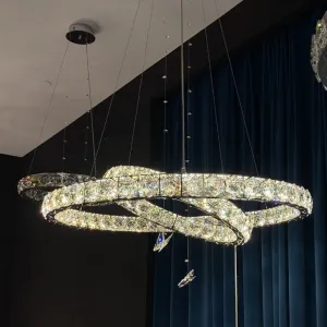 2023 New Light Luxury Crystal Rings Chandelier with Butterfly for Living/Dining Room/ Bedroom