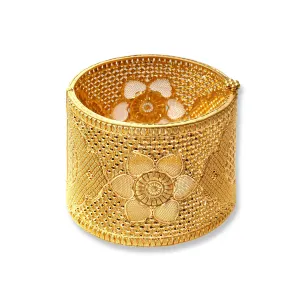 22ct Gold Openable Filigree Design Cuff Bangle with Screw Lock (73.4g) B-8049