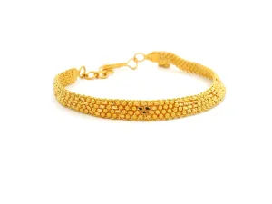 22ct Yellow Gold Flat Bracelet for Women with Filigree Work Design & Charm – Elegant Gold Jewellery