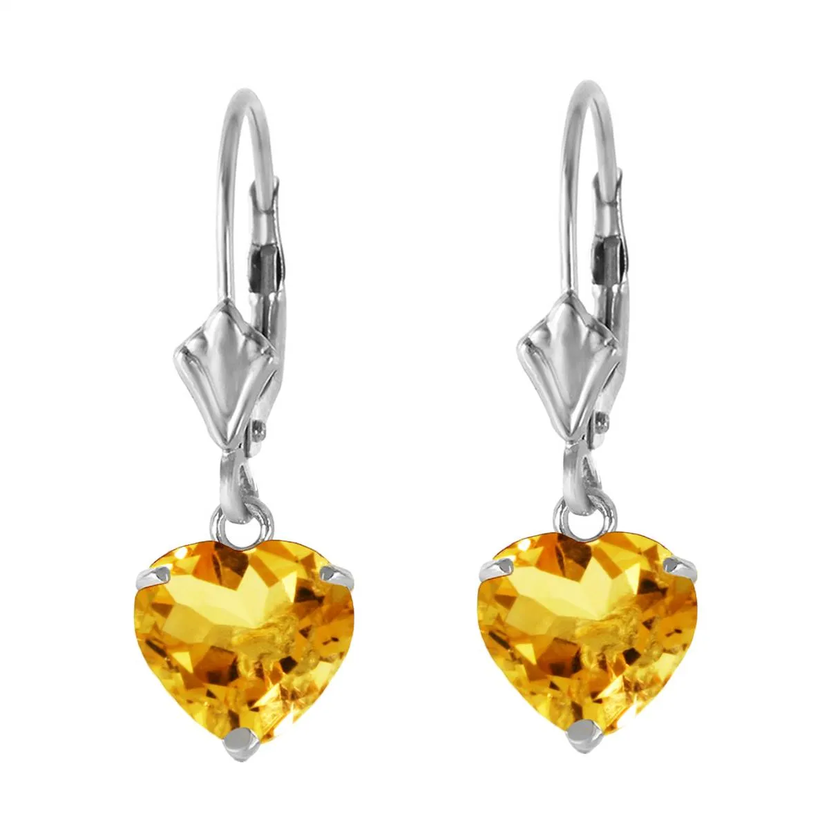 3.05 Carat 14K Solid White Gold Discretion Citrine Earrings