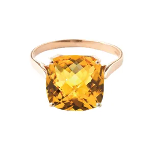 3.6 Carat 14K Solid Rose Gold Ring Natural Checkerboard Cut Citrine