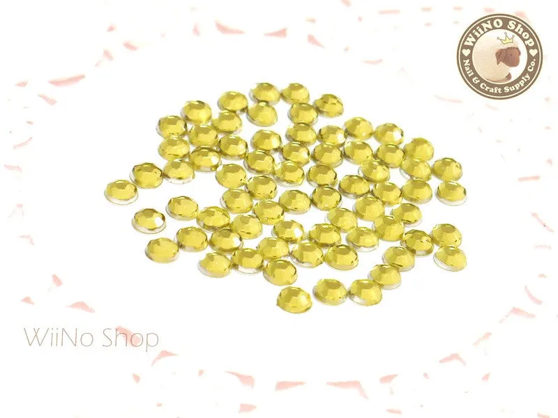 4mm Round Light Yellow Citrine Flatback Acrylic Rhinestone - 200 pcs