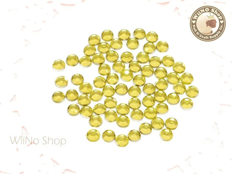 4mm Round Light Yellow Citrine Flatback Acrylic Rhinestone - 200 pcs