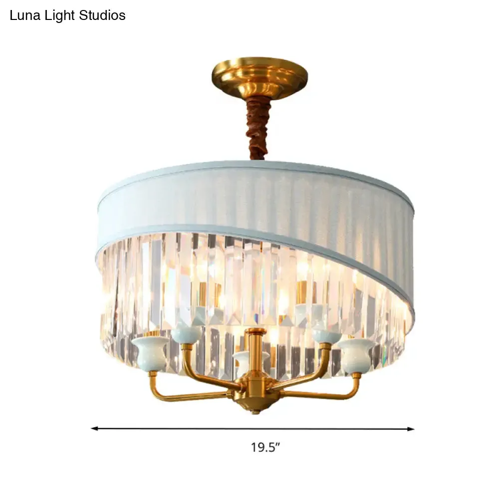 5-Light Traditional Chandelier with Crystal Shade - Cylinder Ceiling Pendant Lighting