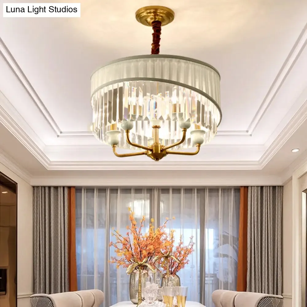 5-Light Traditional Chandelier with Crystal Shade - Cylinder Ceiling Pendant Lighting