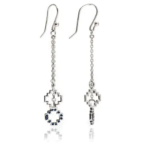 70% DISCOUNT LAST PAIR  Exotic Women's Sterling Silver and Black Sapphire Peruvian Chakana  Cross Dangle Earrings